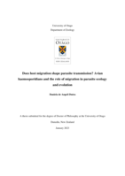 Does host migration shape parasite transmission? Avian haemosporidians and the role of migration in parasite ecology  and evolution