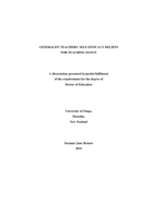 Generalist Teachers' Self-Efficacy Beliefs for Teaching Dance