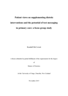 Patient views on supplementing dietetic interventions and the potential of text messaging in primary care: a focus group study