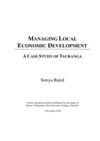 Managing Local Economic Development - A Case Study of Tauranga