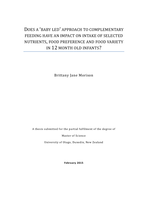 Does a ‘baby-led’ approach to complementary feeding have an impact on intake of selected nutrients, food preference and food variety in 12 month old infants?