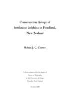 Conservation biology of bottlenose dolphins in Fiordland, New Zealand