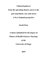 Clinical handover from the operating theatre nurse to the post anaesthetic care unit nurse: a New Zealand perspective