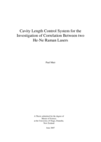 Cavity Length Control System for the Investigation of Correlation Between two He-Ne Raman Lasers