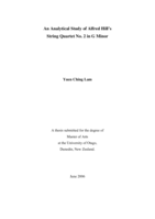 Analytical study of Alfred Hill’s String Quartet no. 2 in G minor