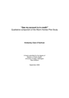 “Gee my account is in credit!” Qualitative component of the Warm Homes Pilot Study
