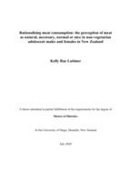 Rationalising meat consumption: the perception of meat as natural, necessary, normal or nice in non-vegetarian adolescent males and females in New Zealand