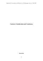 Contract, Consideration and Consistency