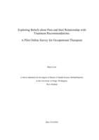 Exploring Beliefs about Pain and their Relationship with Treatment Recommendations: A Pilot Online Survey for Occupational Therapists