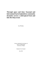 Through space and time: Seasonal and interannual bacterioplankton community dynamics across a subtropical front and into the deep ocean