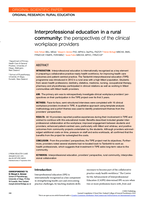 Interprofessional education in a rural community: the perspectives of the clinical workplace providers.