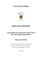 Anti-proliferative properties of the marine derived compound portimine