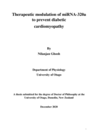 Therapeutic modulation of miRNA-320a to prevent diabetic cardiomyopathy