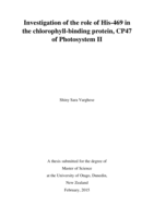 Investigation of the role of His-469 in the chlorophyll-binding protein, CP47 of Photosystem II
