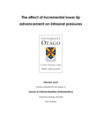 The effect of incremental lower lip advancement on intraoral pressures
