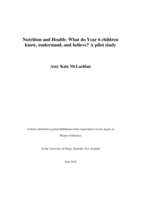 Nutrition and Health: What do Year 6 children know, understand, and believe? A pilot study