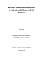 Marine ice formation and deformation at the Southern McMurdo Ice Shelf, Antarctica