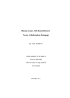 Playing Games with Kenneth Koch: Poetry, Collaboration, Pedagogy