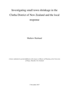Investigating small town shrinkage in the Clutha District of New Zealand and the local response