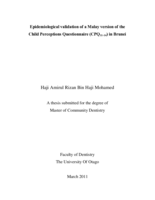 Epidemiological validation of a Malay version of the Child Perceptions Questionnaire (CPQ11-14) in Brunei