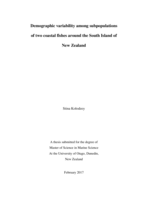 Demographic variability among subpopulations of two coastal fishes around the South Island of New Zealand