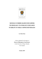 Monoglyceride-based emulsifier technology to enhance emulsion stability in milk coffee beverages
