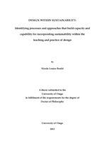 Design within Sustainability: Identifying processes and approaches that build capacity and capability for incorporating sustainability within the teaching and practice of design