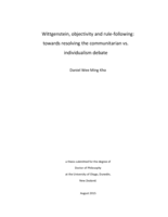 Wittgenstein, objectivity and rule-following: towards resolving the communitarian vs. individualism debate