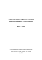 Locating Social In/justice Within Career Education in New Zealand High Schools: A Critical Exploration