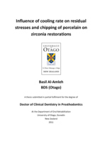 Influence of cooling rate on residual stresses and chipping of porcelain on zirconia restorations
