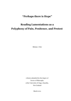 "Perhaps there is Hope": Reading Lamentations as a Polyphony of Pain, Penitence, and Protest