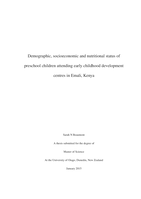 Demographic, socioeconomic and nutritional status of preschool children attending early childhood development centres in Emali, Kenya