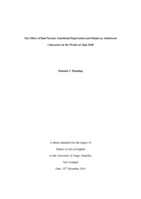 The Effect of Bad Parents, Emotional Deprivation and Shame on Adolescent Characters in the Works of Alan Duff
