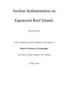 Aeolian Sedimentation on Equatorial Reef Islands