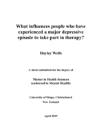 What influences people who have experienced a major depressive episode to take part in therapy?