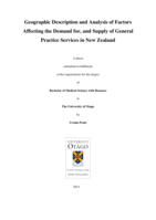 Geographic Description and Analysis of Factors Affecting the Demand for, and Supply of General Practice Services in New Zealand