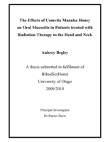 The Effects of Comvita Manuka Honey on Oral Mucositis in Patients treated with Radiation Therapy to the Head and Neck