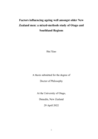Factors influencing ageing well amongst older New Zealand men: a mixed-methods study of Otago and Southland Regions