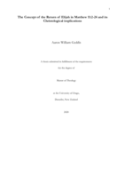 The Concept of the Return of Elijah in Matthew 11:2-24 and its Christological implications