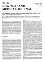 The stability of high blood pressure in Dunedin children: An eight year longitudinal study
