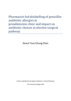 Pharmacist-led delabelling of penicillin antibiotic allergies in preadmission clinic and impact on antibiotic choices in elective surgical pathway