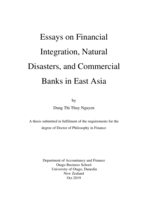 Essays on financial integration, natural disasters, and commercial banks in East Asia