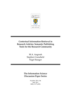 Contextual information retrieval in research articles: Semantic publishing tools for the research community