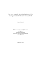 Sex work as work: decriminalisation and the management of brothels in New Zealand