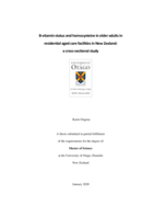 B-vitamin status and homocysteine in older adults in residential aged care facilities in New Zealand: a cross-sectional study