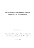 Blue cod (Parapercis colias) population structure & connectivity in the New Zealand fjords