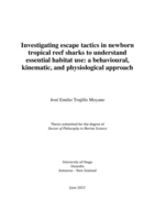 Investigating escape tactics in newborn tropical reef sharks to understand essential habitat use: a behavioural, kinematic, and physiological approach