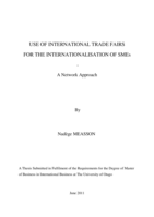 Use of International Trade Fairs for the Internationalisation of SMEs - A Network Approach