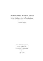 The Mass Balance of Selected Glaciers of the Southern Alps in New Zealand