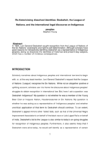 Re-historicising dissolved identities: Deskaheh, the League of Nations and the international legal discourse on Indigenous peoples